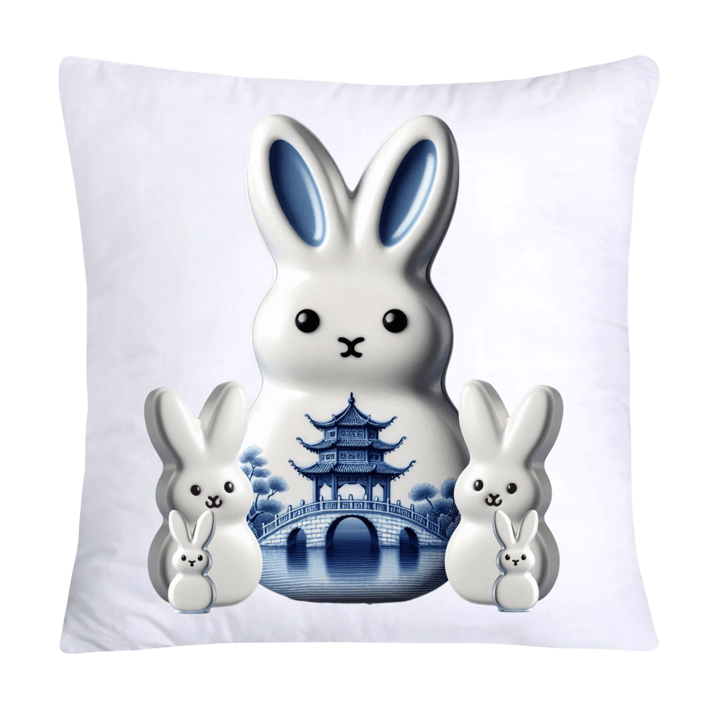 Blue Willow Easter Bunny/Peeps Pillow Covers-18x18-1572