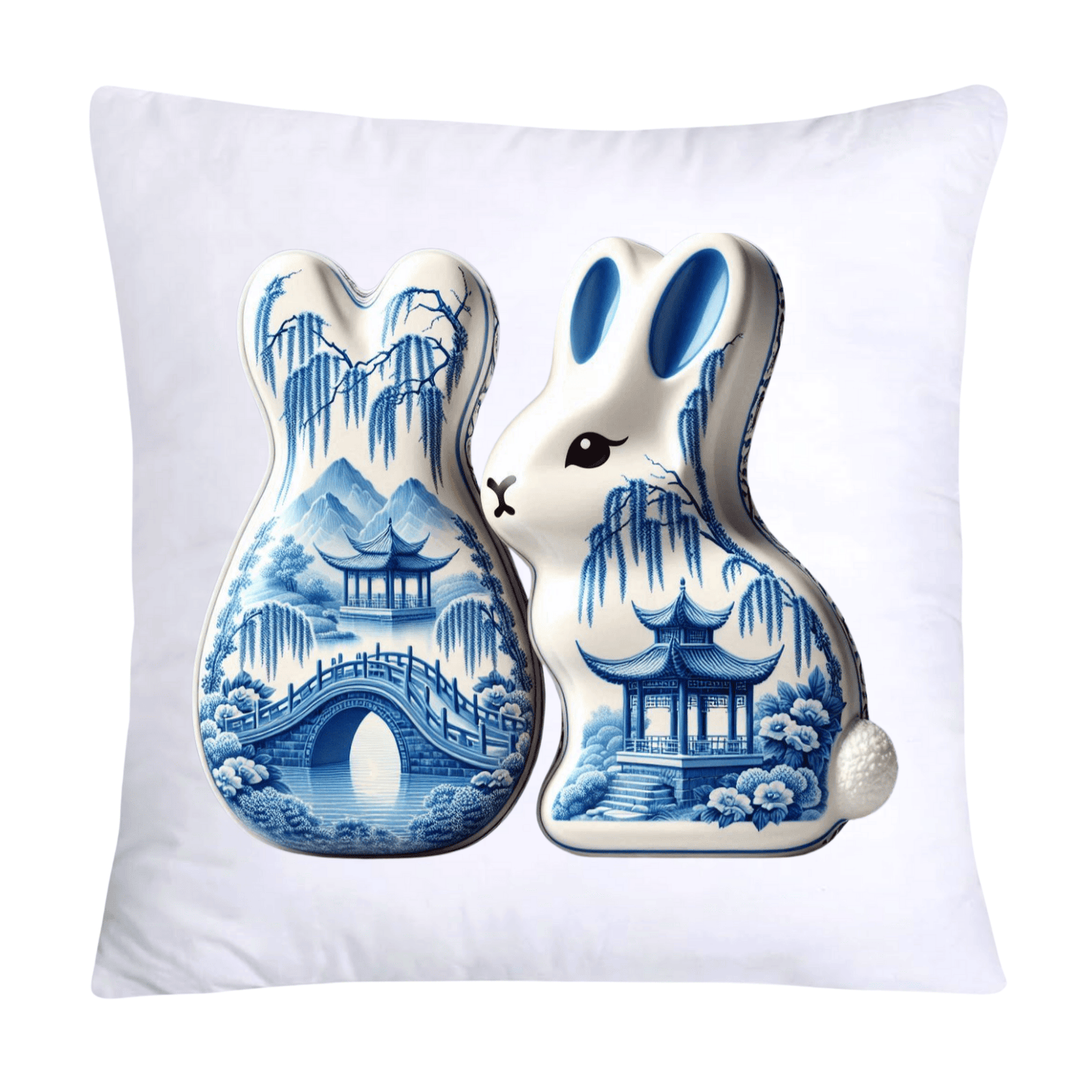 Blue Willow Easter Bunny/Peeps Pillow Covers-18x18-1570