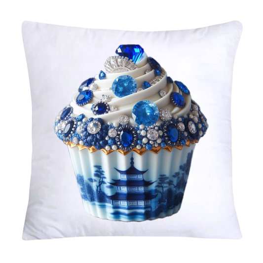 Blue Willow Chinoiserie Cupcake Throw Pillow Covers 18X18-4