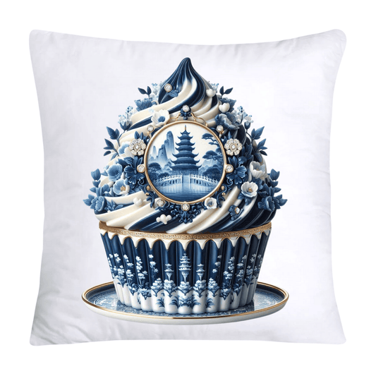 Blue Willow Chinoiserie Cupcake Throw Pillow Covers 18X18-203