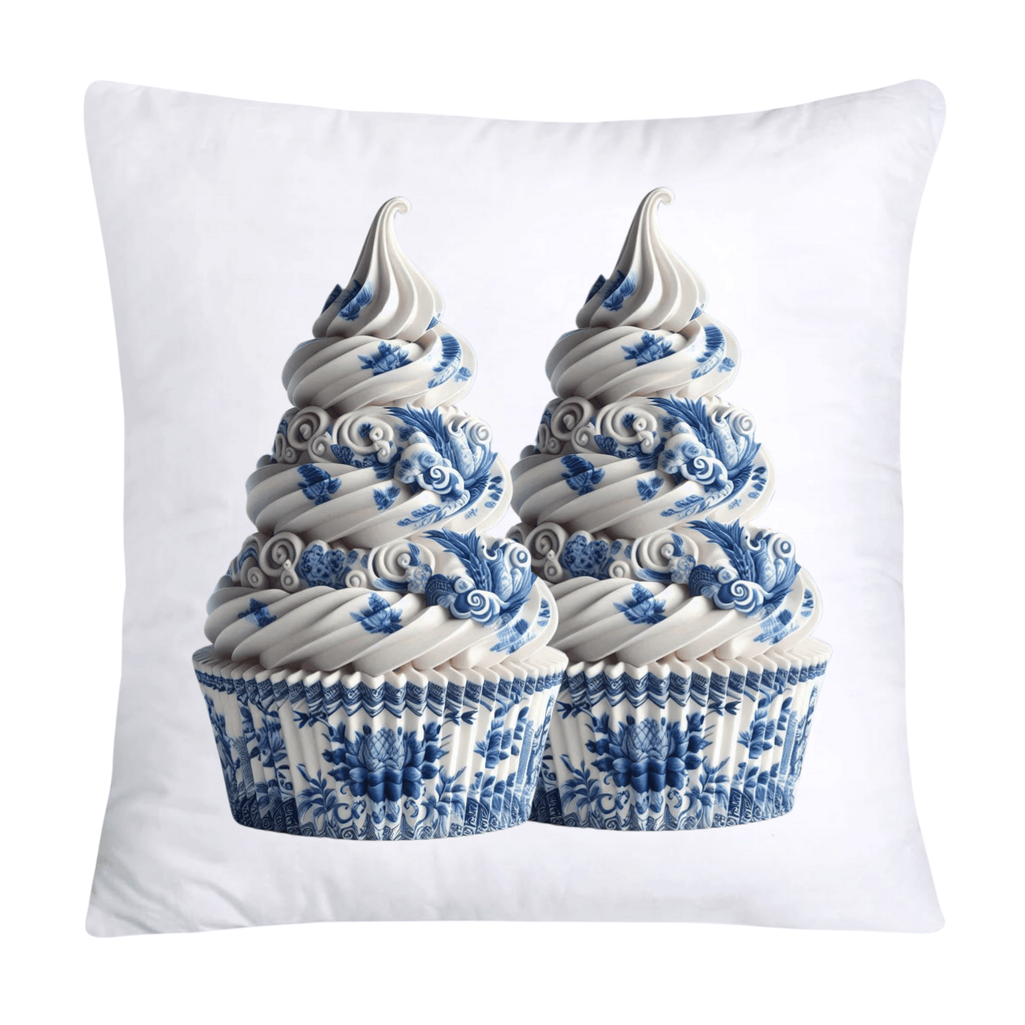 Blue Willow Chinoiserie Cupcake Throw Pillow Covers 18X18-940