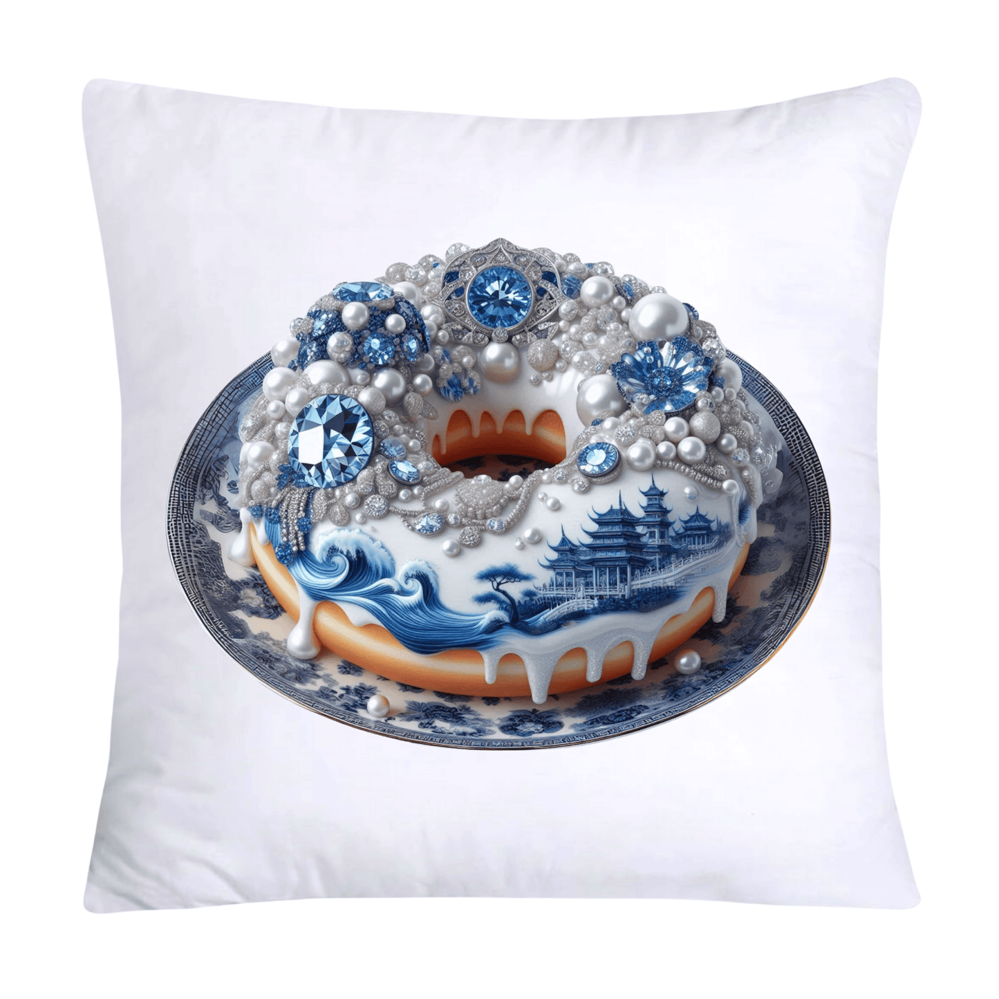 Blue Willow Whimsical Donut Throw Pillow Covers 18X18-144