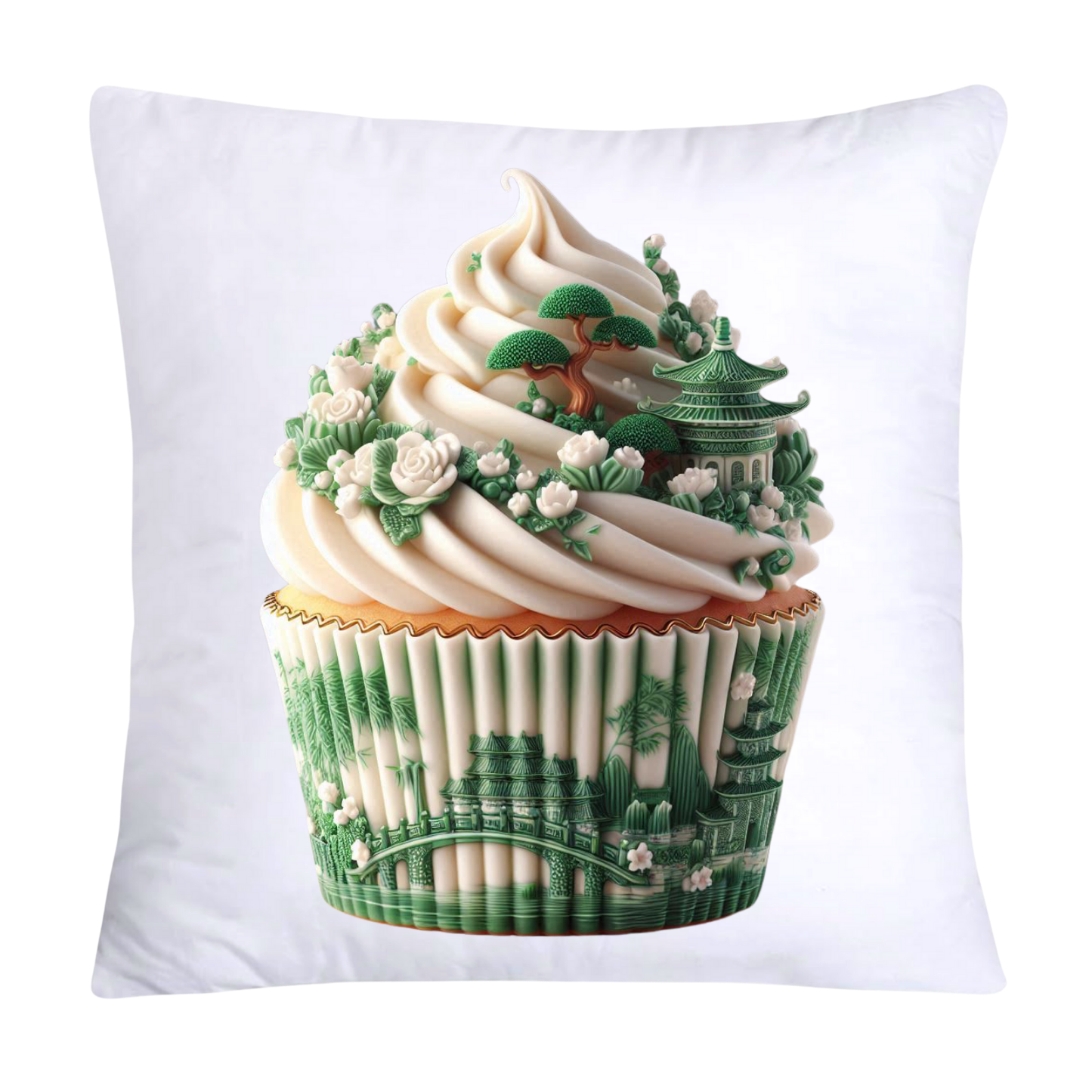 Classic Green Willow Cupcake Pillow Covers 18x18-3078