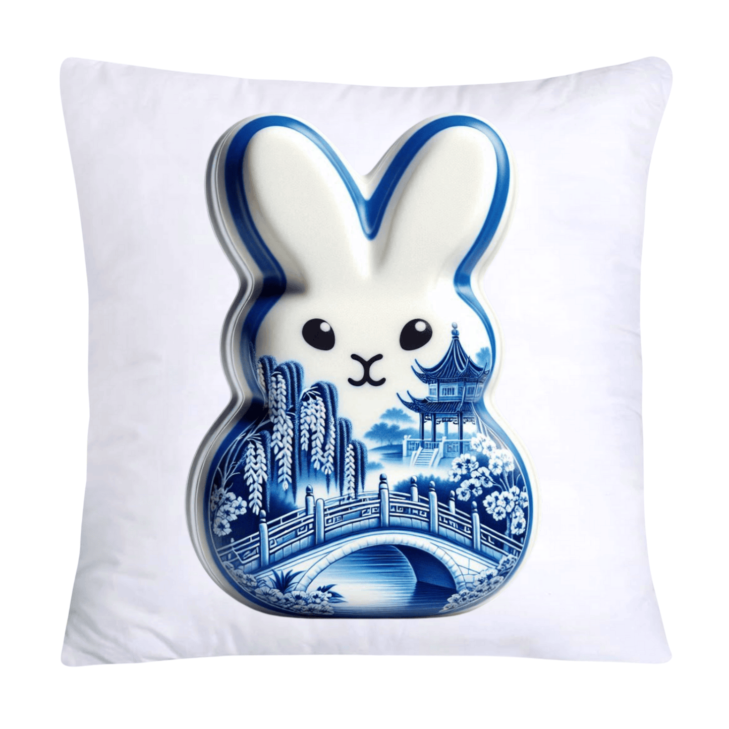 Blue Willow Easter Bunny/Peeps Pillow Covers-18x18-1053
