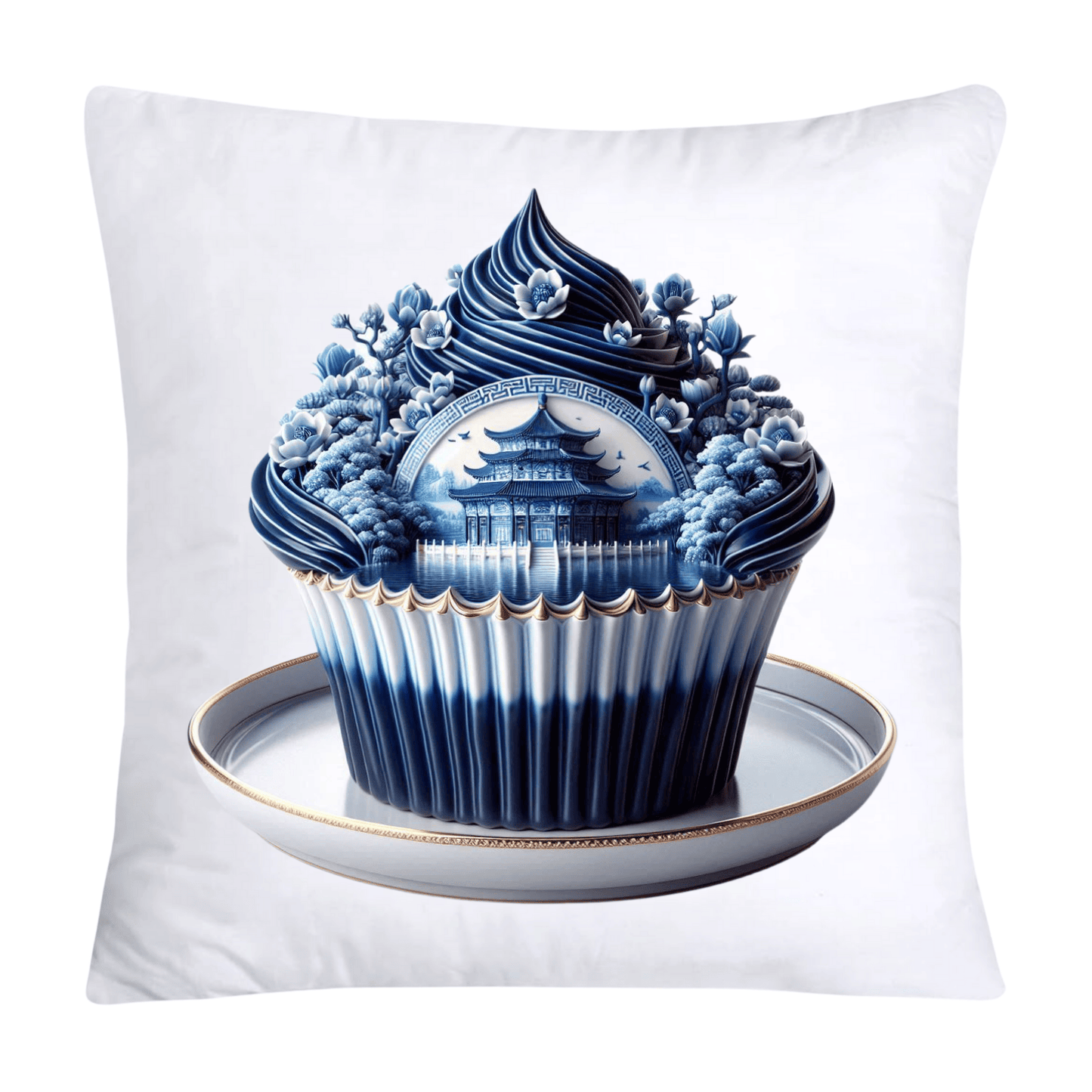 Blue Willow Chinoiserie Cupcake Throw Pillow Covers 18X18-191