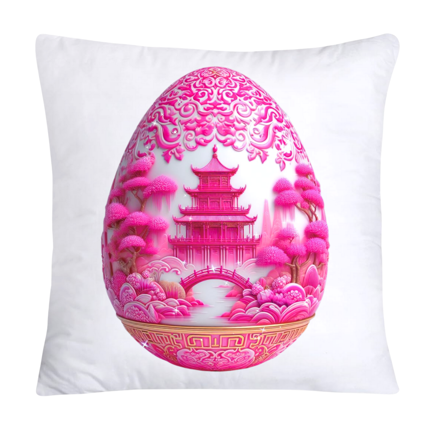 18x18 Pink and White Willow Egg Pillow Covers Vintage Inspired-567