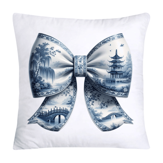 Blue Willow Classic Chinoiserie Bow Pillow Covers 18x18-2636