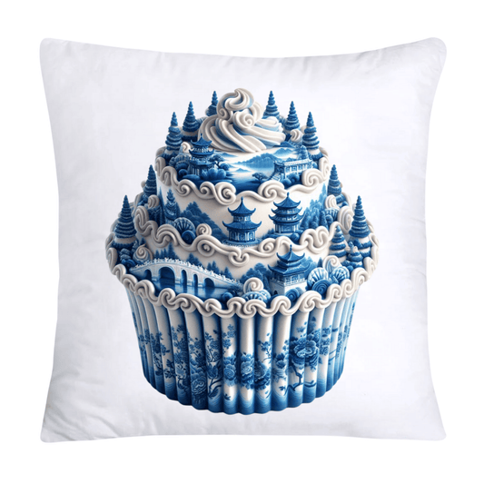 Blue Willow Chinoiserie Cupcake Throw Pillow Covers 18X18-3485