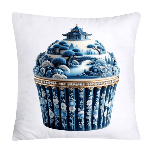 Blue Willow Chinoiserie Cupcake Throw Pillow Covers 18X18-215