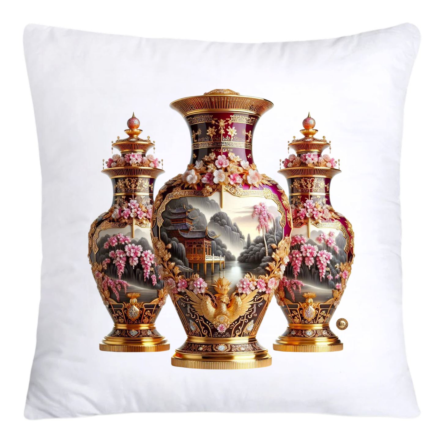 Pink Willow Chinoiserie Vase Pillow Covers 18x18-4279