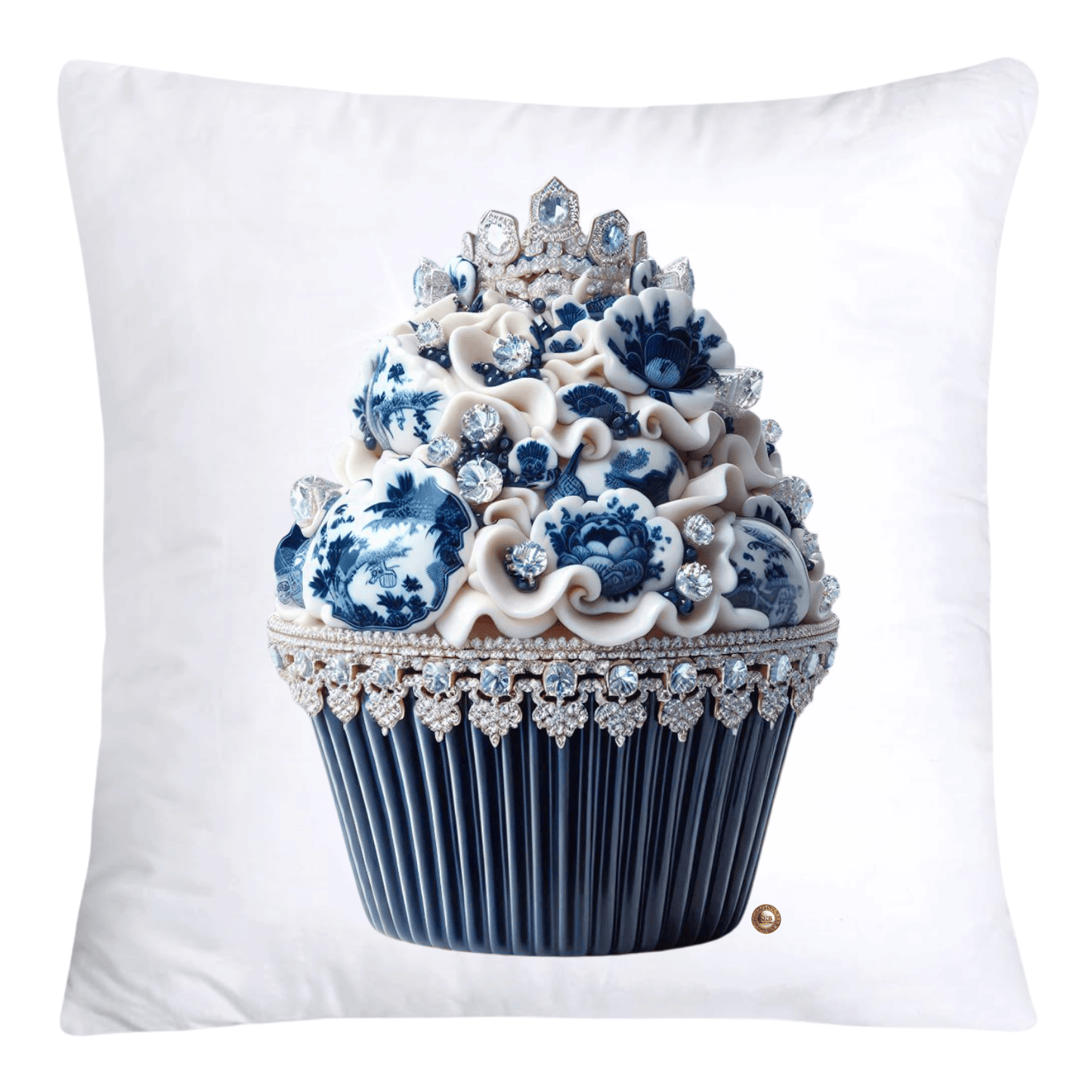 18X18 Blue Willow Chinoiserie Whimsical Cupcake Throw Pillow Covers-770