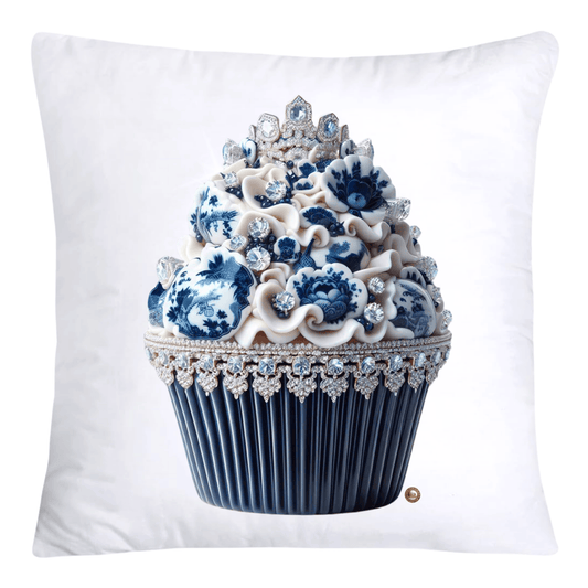 18X18 Blue Willow Chinoiserie Whimsical Cupcake Throw Pillow Covers-770