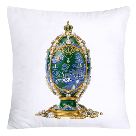 Blue and Green Willow Egg Pillow Covers 18x18-4485