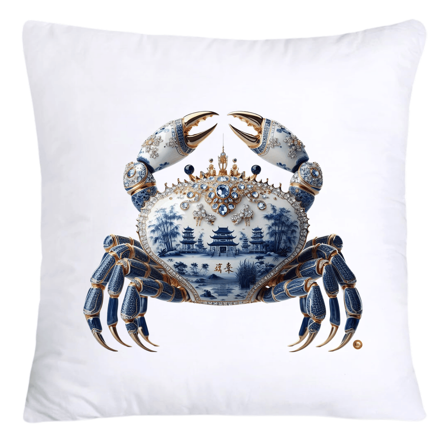 Blue Willow Stunning Crab Pillow Covers-5582