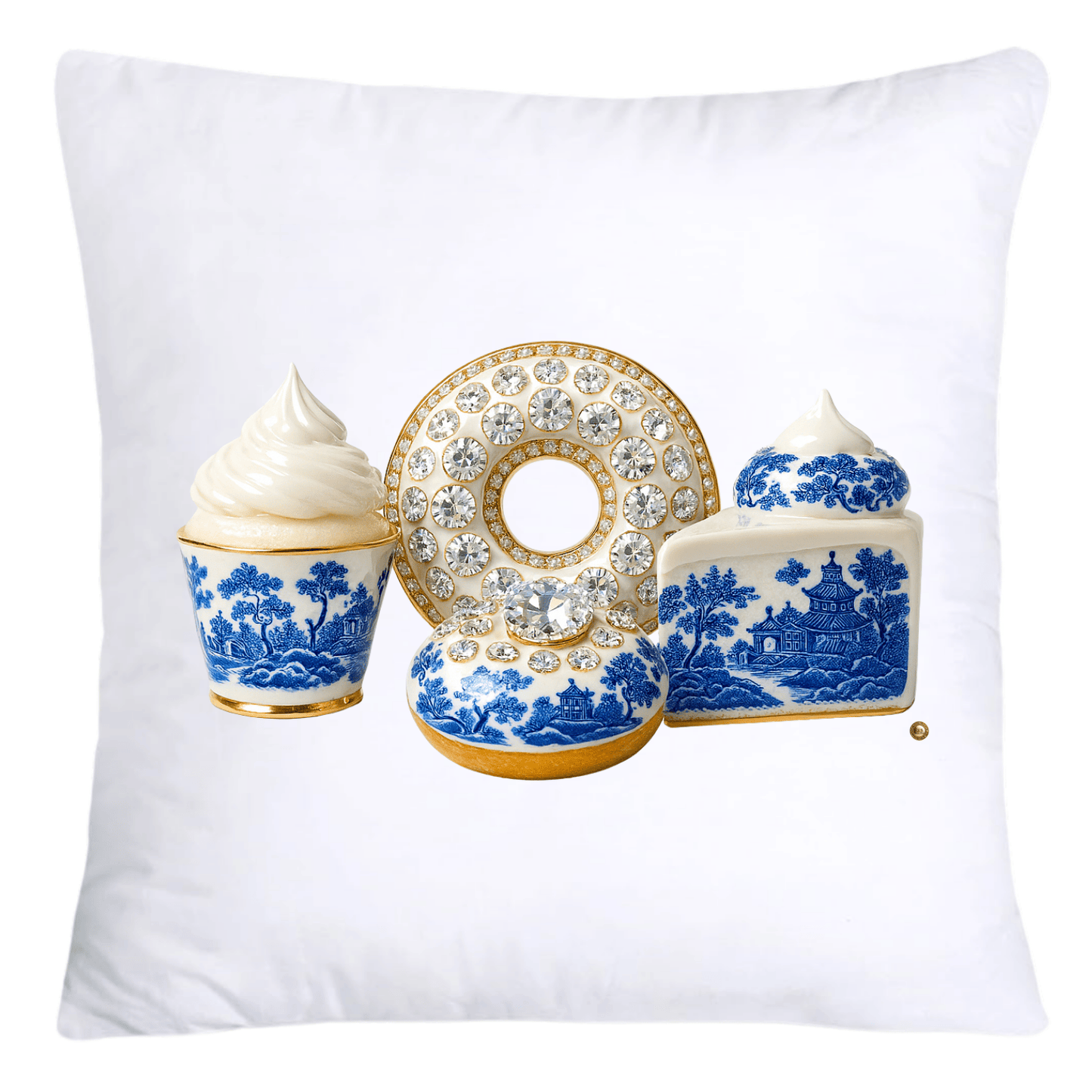 Sparkling Blue Willow Sweet Desserts Pillow Covers 18x18-5356