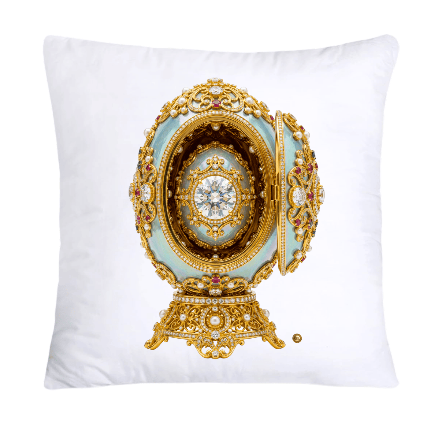 Light Blue and Gold Inspired Faberge Egg Pillow Covers-4498