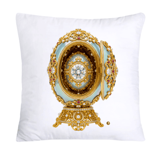 Light Blue and Gold Inspired Faberge Egg Pillow Covers-4498