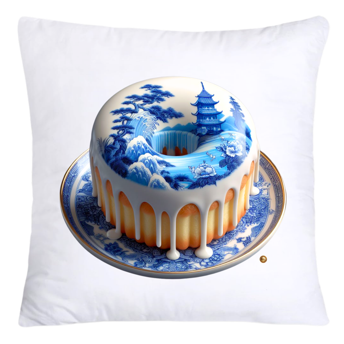 Blue and White Willow Cute Donut Pillow Covers-5335