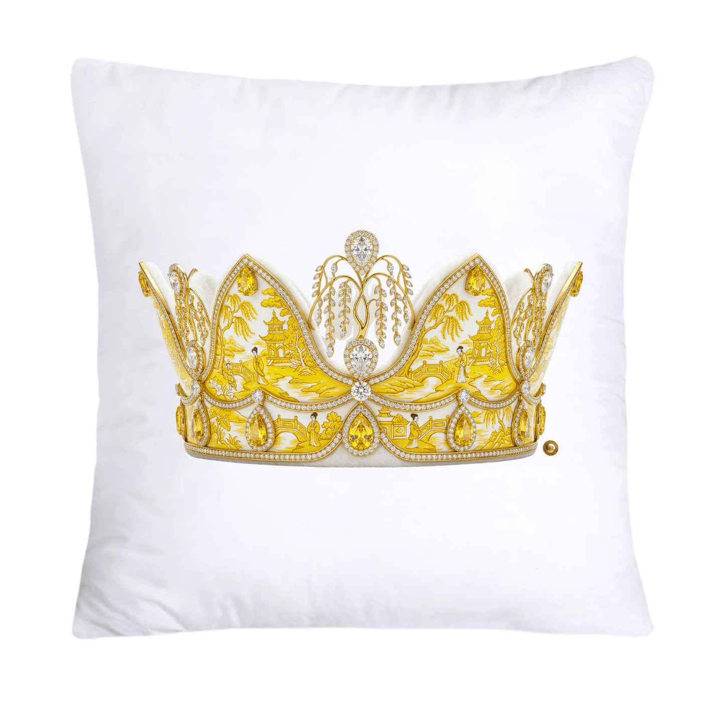 Yellow Willow King/Queen Royal Crown Pillow Covers 18x18-4565