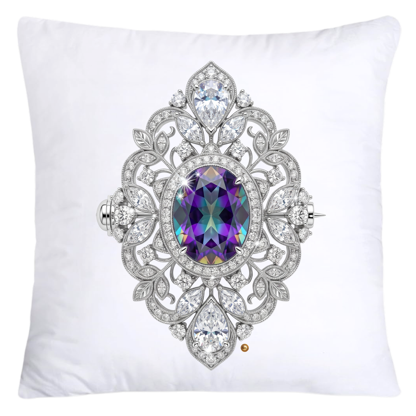 Dazzling Diamond Brooch/Pin Pillow Covers 18x18-5198