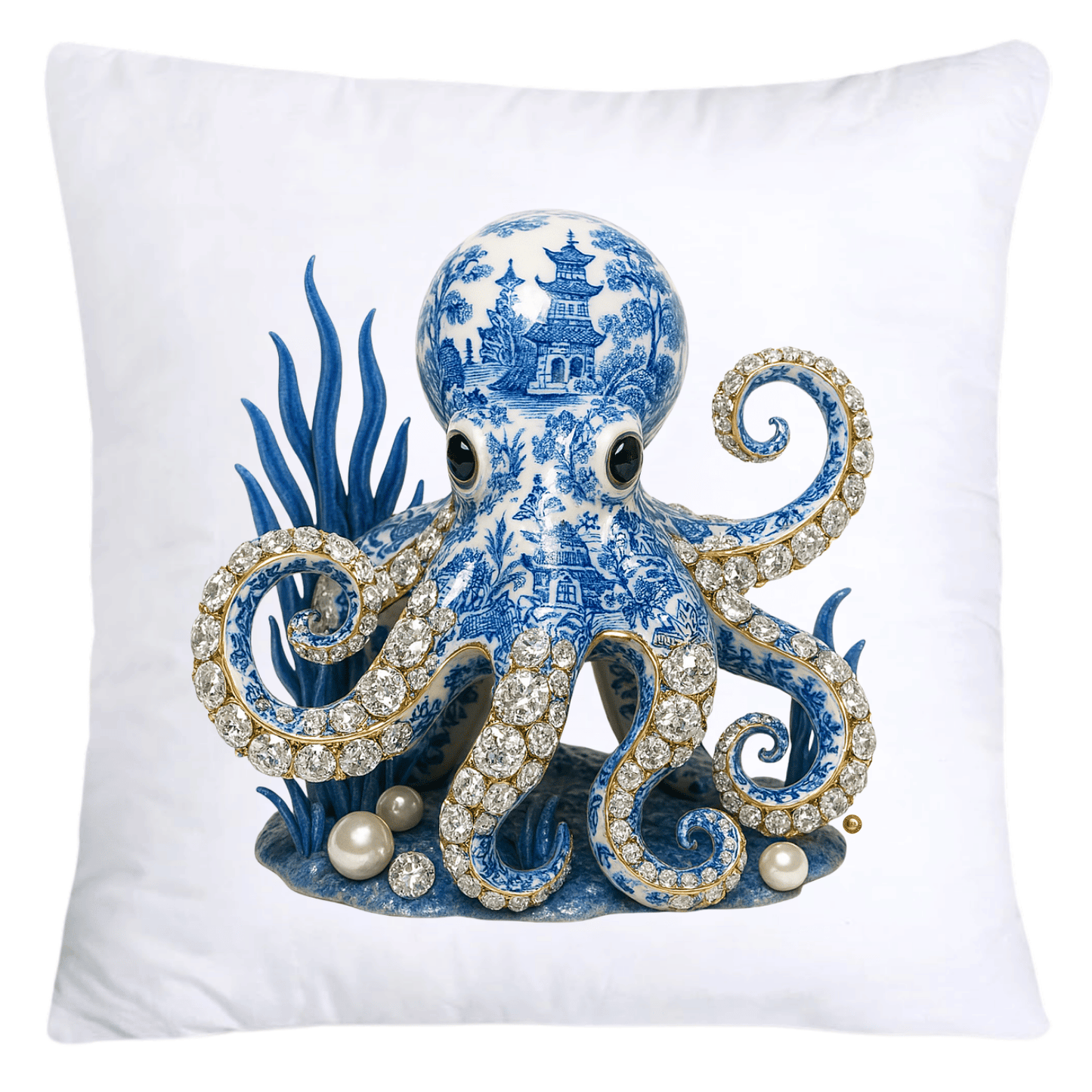 Blue Willow Elegant Octopus 18x18 Pillow Covers-5601