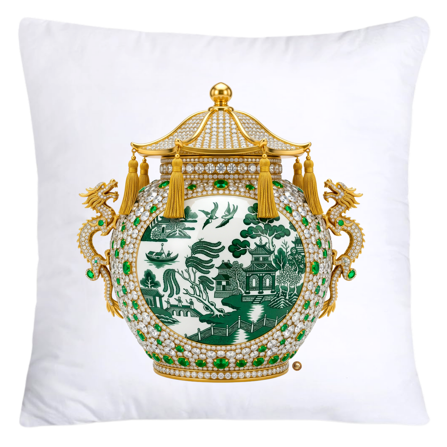 Green and White Willow Ginger Jar 18x18 Pillow Covers-5276