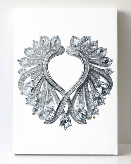 Dazzling Silver Diamond Brooch/Pin Canvas Wall Art 8.5x11.5-5656