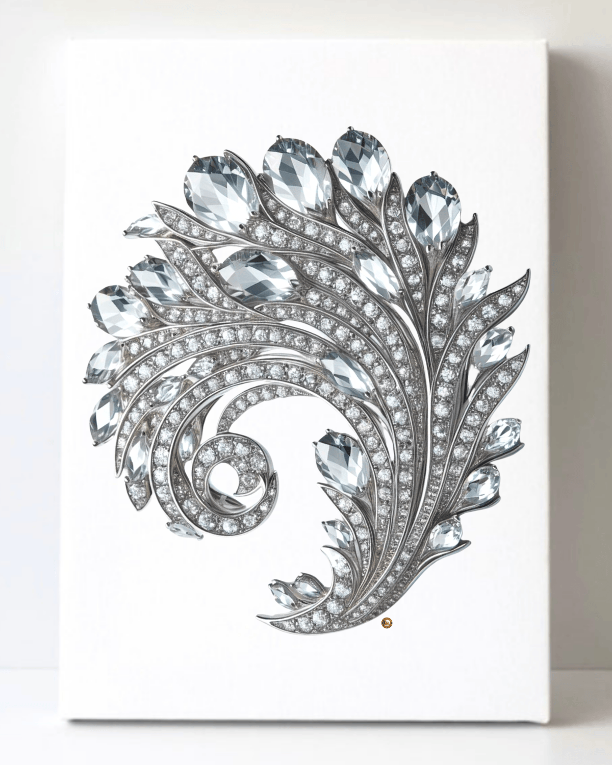 Dazzling Silver Diamond Brooch/Pin Canvas Wall Art 8.5x11.5-5674
