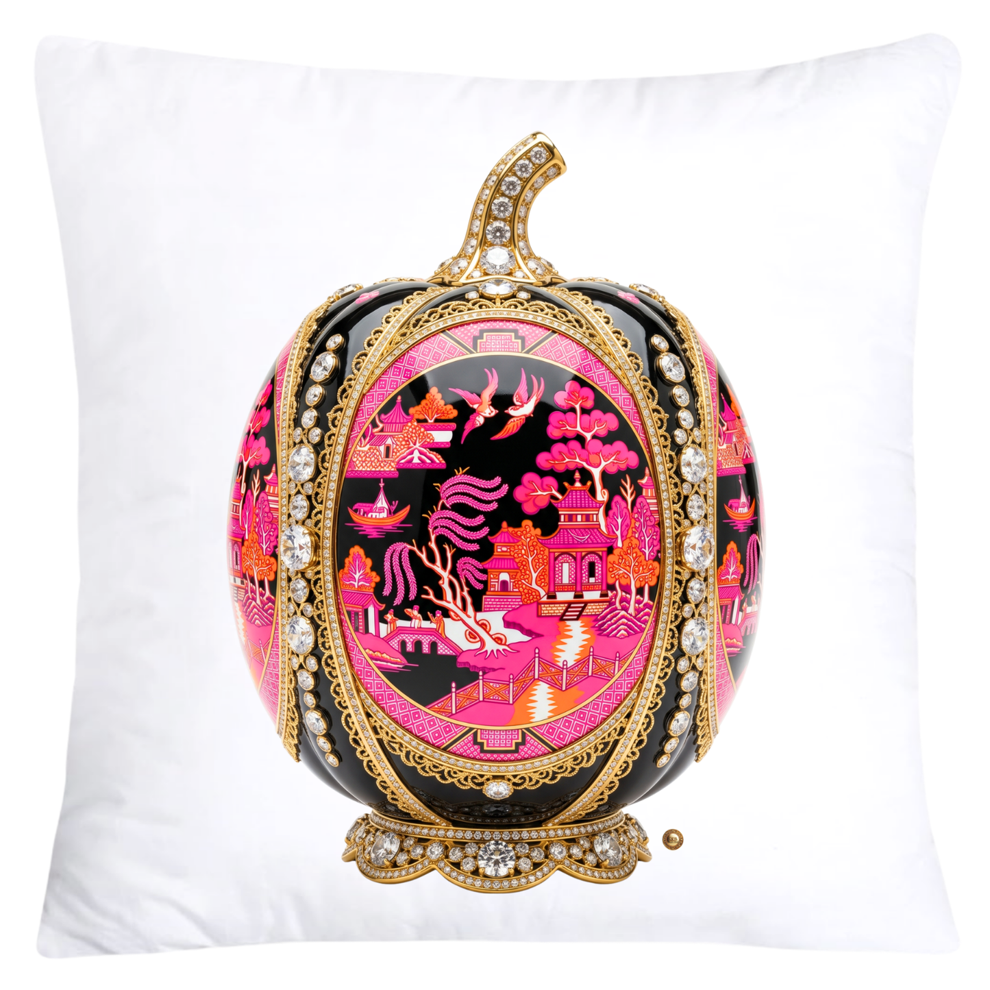 Neon Orange, Hot Pink and Black Willow Pumpkin Throw Pillow Covers-6021