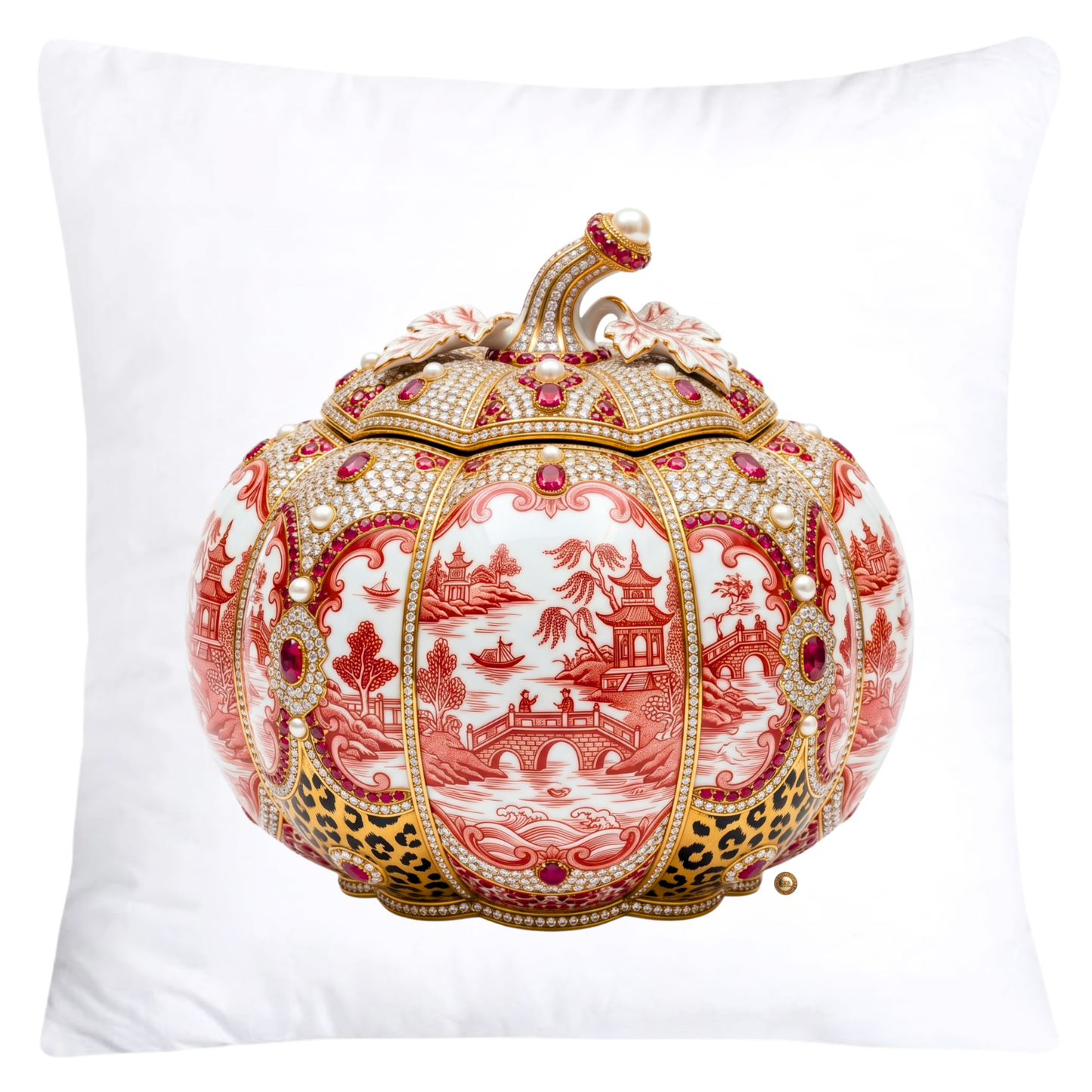 Orange Willow and Leopard Print Pumpkin Ginger Jar Pillow Covers-6058
