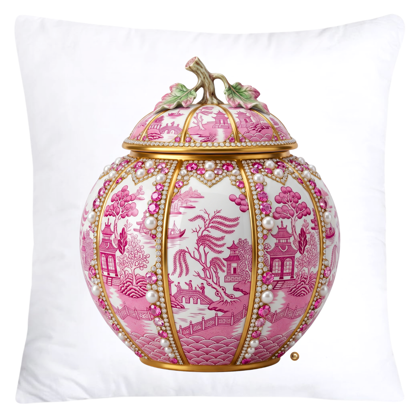 Pink Willow and Sparkling Diamonds-Ginger Jar Pillow Covers-6074