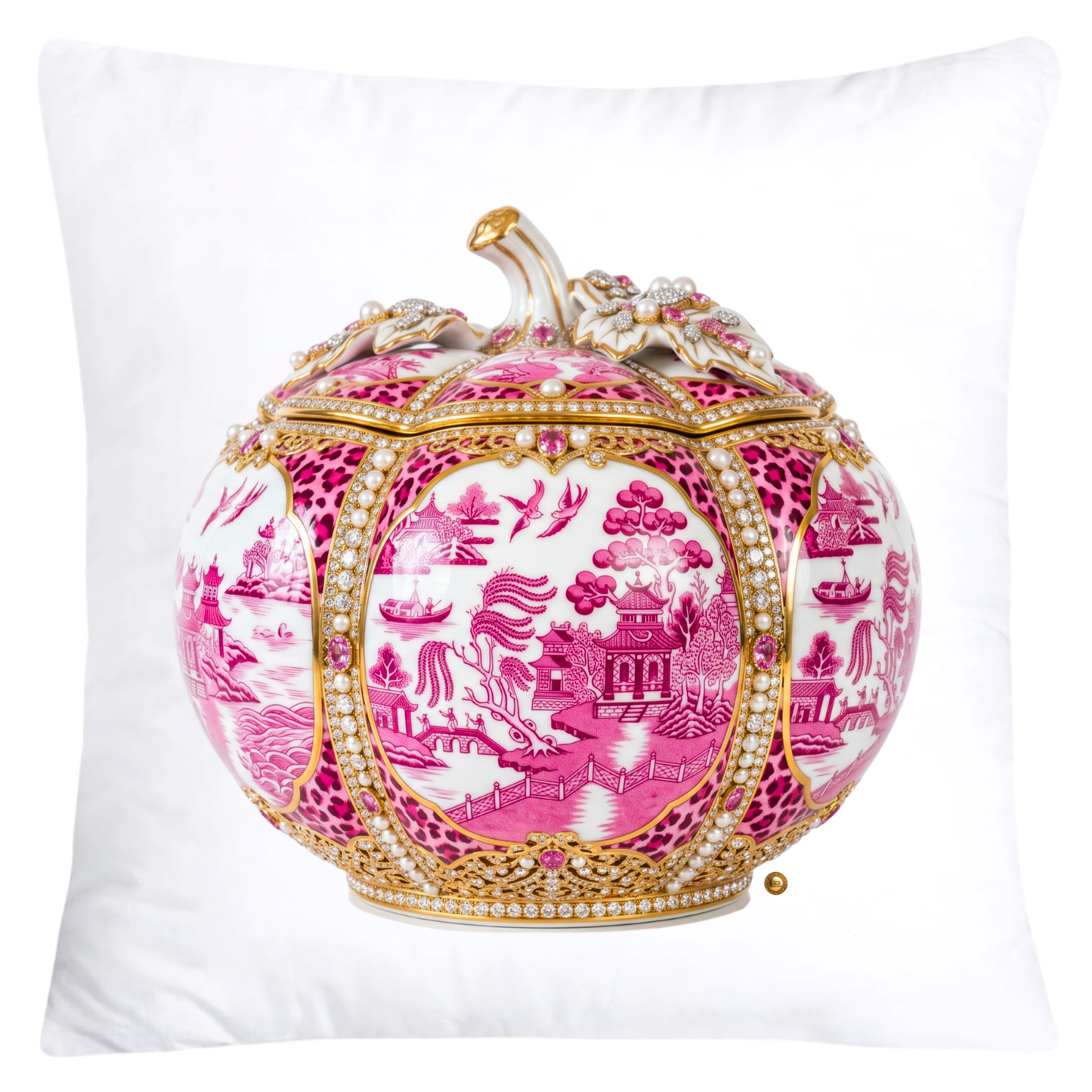 Pink Willow and Leopard Print Pumpkin Ginger Jar Pillow Covers-6074
