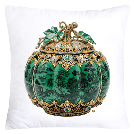 Green Malachite Willow, Black and Leopard Print Pumpkin Ginger Jar Pillow Covers-6071