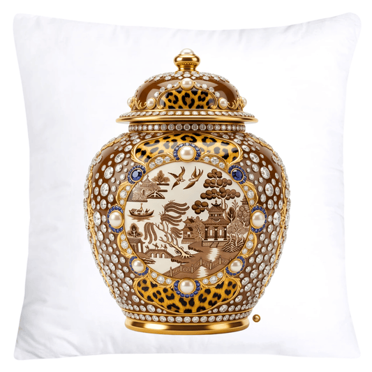 Brown Willow and Leopard Print Pumpkin Ginger Jar Pillow Covers-6046