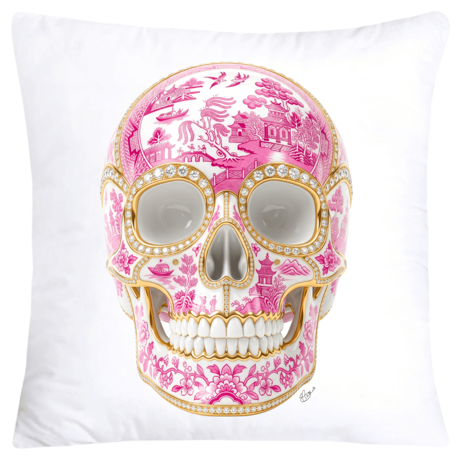Pink Willow Skull Pillow Covers 18x18-6119