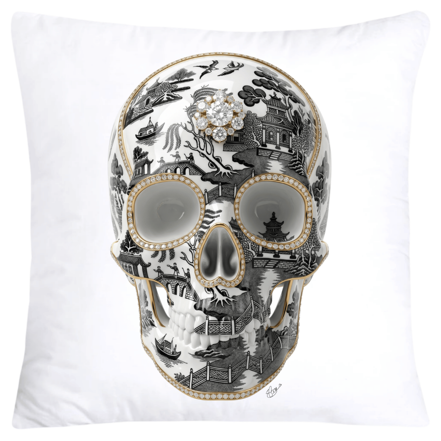 Black Willow Skull Pillow Covers 18x18-6121