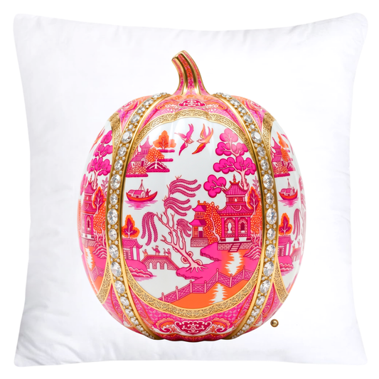 Neon Orange and Hot Pink Willow Pumpkin Throw Pillow Covers-6015