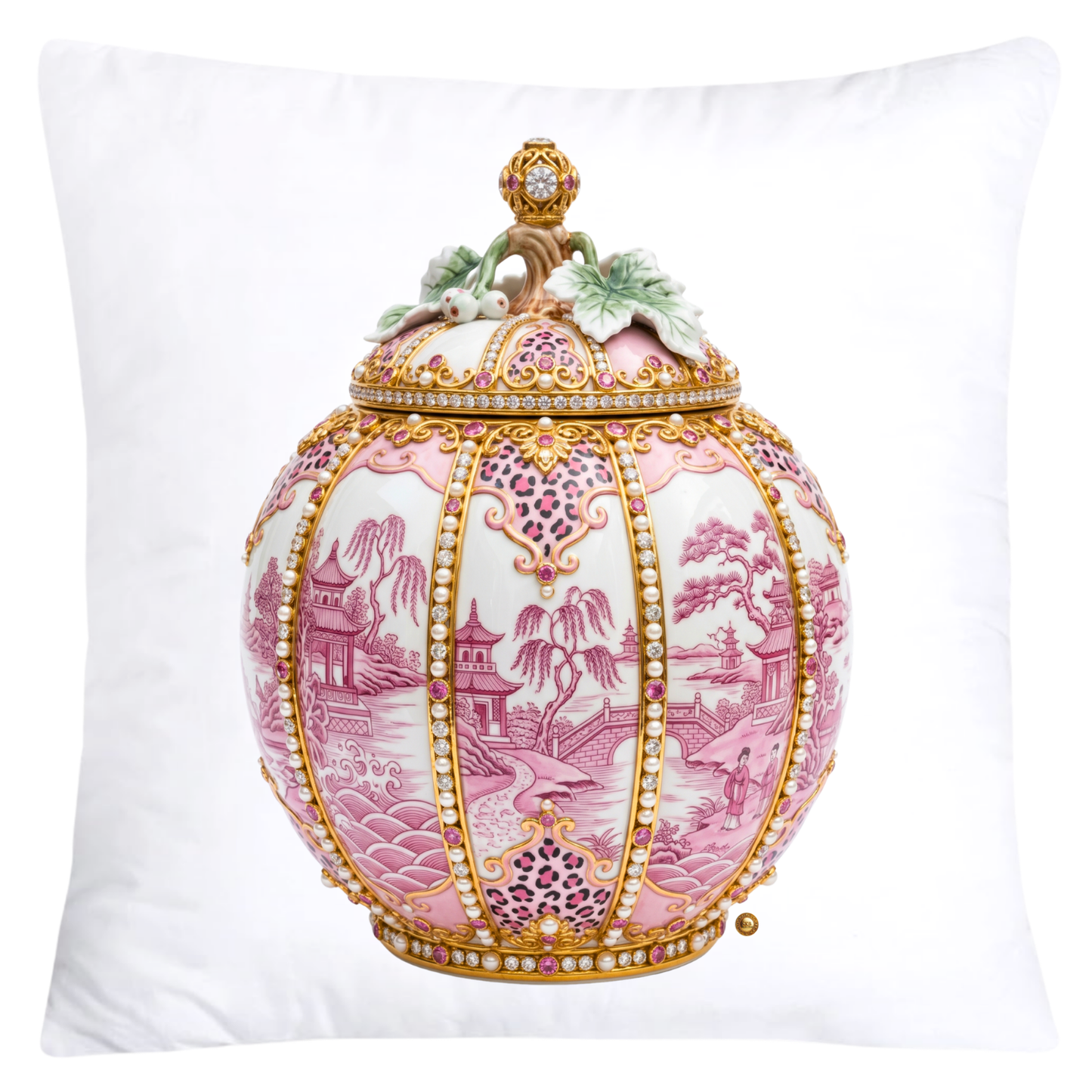 Pink Willow and Leopard Print Pumpkin Ginger Jar Pillow Covers-6080