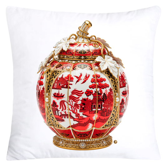Red, Black Willow and Leopard Print Pumpkin Ginger Jar Pillow Covers-6027