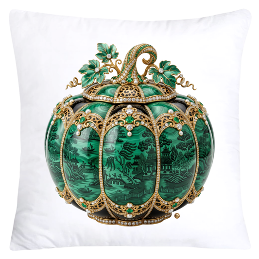 Green Malachite Willow, Black and Leopard Print Pumpkin Ginger Jar Pillow Covers-6072