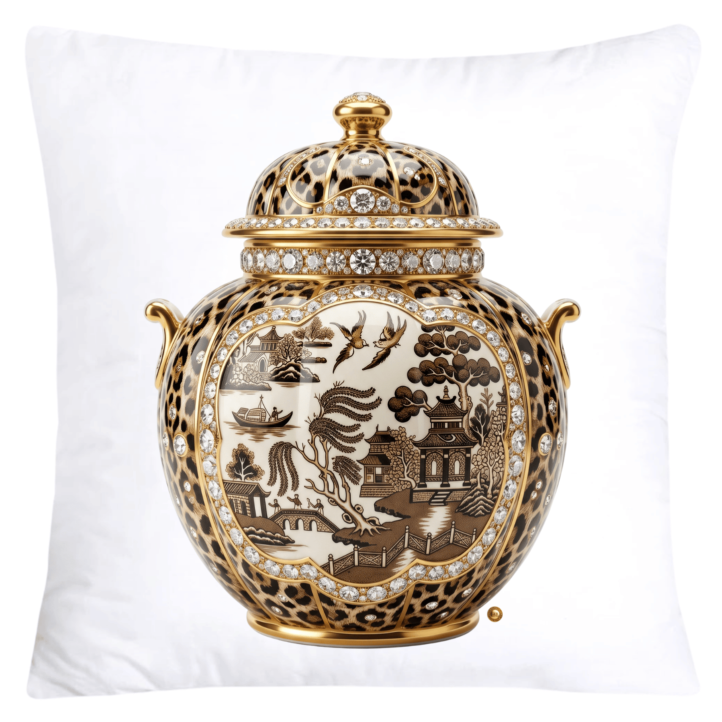 Brown Willow and Leopard Print Pumpkin Ginger Jar Pillow Covers-6042