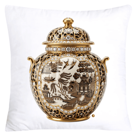 Brown Willow and Leopard Print Pumpkin Ginger Jar Pillow Covers-6042