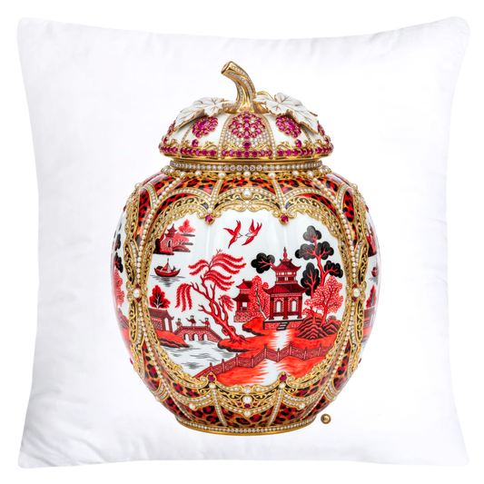Red, Black Willow and Leopard Print Pumpkin Ginger Jar Pillow Covers-6028