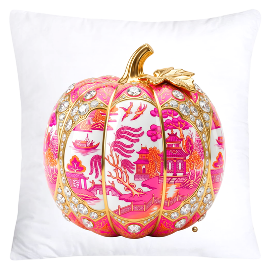 Neon Orange and Hot Pink Willow Pumpkin Throw Pillow Covers-6016
