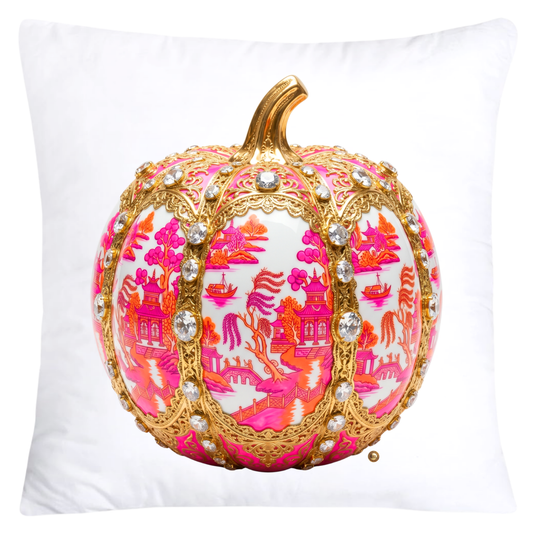 Neon Orange and Hot Pink Willow Pumpkin Throw Pillow Covers-6014