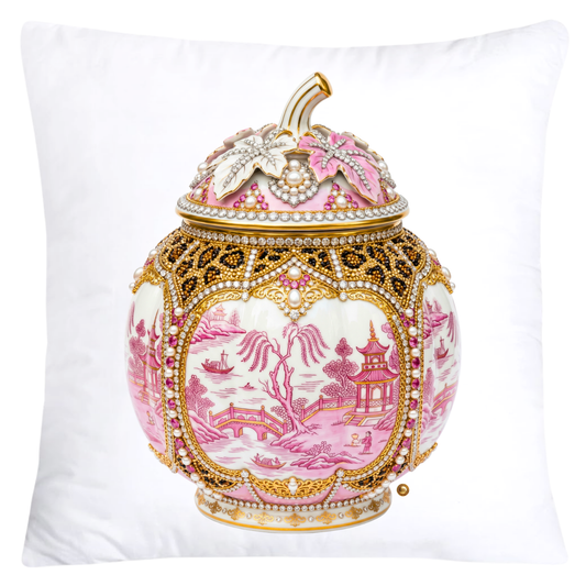 Pink Willow and Leopard Print Pumpkin Ginger Jar Pillow Covers-6075