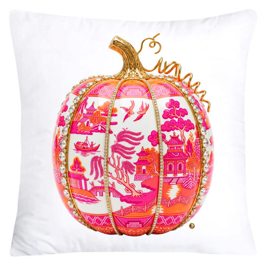 Neon Orange and Hot Pink Willow Pumpkin Throw Pillow Covers-6018