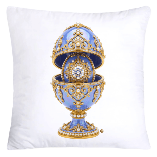 Iridescent Periwinkle Blue/Gold Inspired Faberge Egg Pillow Covers-5364