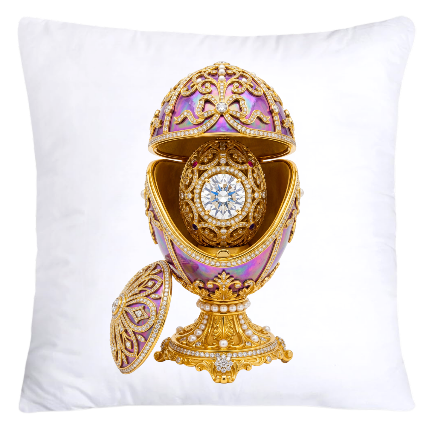 Iridescent Purple/Gold Inspired Faberge Egg Pillow Covers-5363