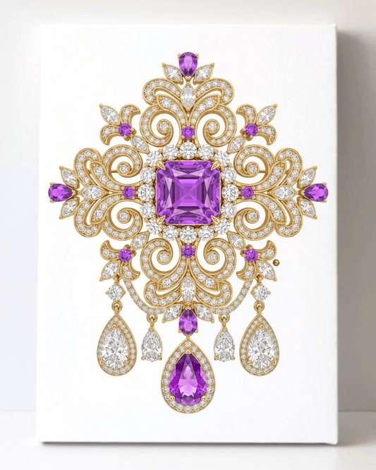 Dazzling Diamond Brooch/Pin Canvas Wall Art 8.5x11.5-5635